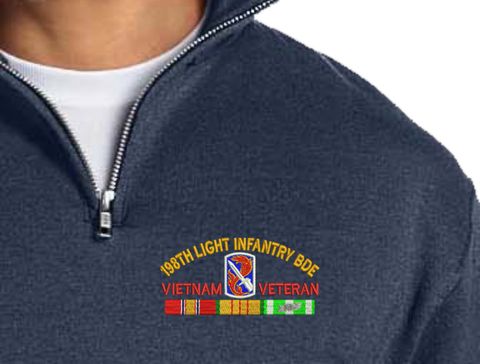198th Light Infantry Brigade Vietnam Veteran with Ribbons Embroidered Quarter-Zip Pullover
