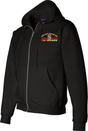 198th Light Infantry Brigade Vietnam Veteran with Ribbons Embroidered Zippered Hoodie