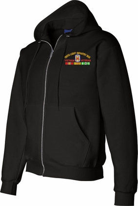 199th Light Infantry Brigade Vietnam Veteran Black X-Large Full-Zip Hoodie