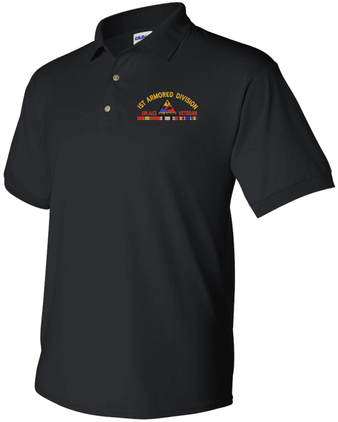 1st Armored Division Iraq Veteran with Ribbons Embroidered Polo