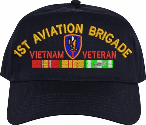 1st Aviation Brigade Vietnam Veteran Navy Blue High Profile Cap (Made in the USA)