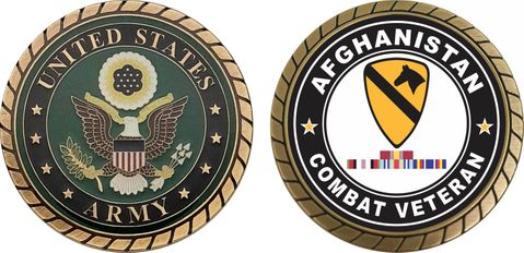 1st Cavalry Division Afghanistan with GWOT Ribbons Combat Veteran Challenge Coin