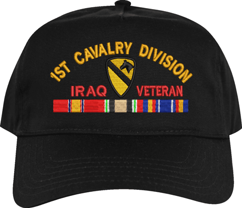1st Cavalry Division Iraq Veteran Embroidered Cap with Ribbons