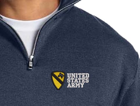 1st Cavalry Division United States Army Embroidered Quarter-Zip Pullover