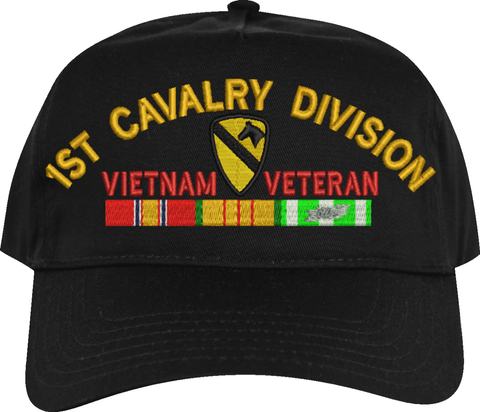 1st Cavalry Division Vietnam Veteran Embroidered Cap with Ribbons