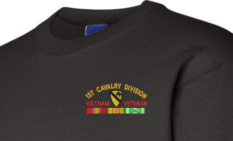 1st Cavalry Division Vietnam Veteran with Ribbons Embroidered Sweatshirt