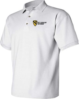 1st Cavalry Division White 50/50 Polo 2X-Large