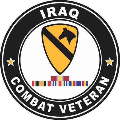 1st Cavalry Division Iraq with GWOT Ribbons Combat Veteran Decal