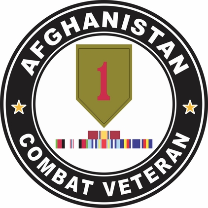 1st Infantry Division Afghanistan with GWOT Ribbons Combat Veteran Decal