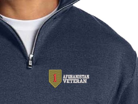 1st Infantry Division Afghanistan Veteran Embroidered Quarter-Zip Pullover