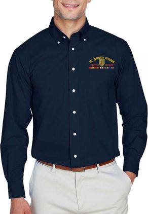 1st Infantry Division Afghanistan Veteran with Ribbons Embroidered Dress Shirt
