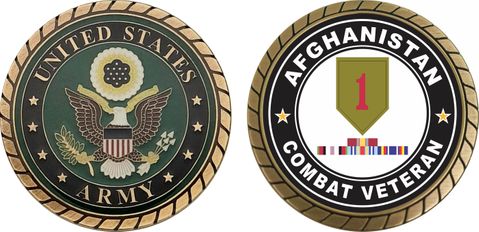 1st Infantry Division Afghanistan with GWOT Ribbons Combat Veteran Challenge Coin