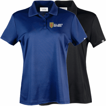1st Infantry Division Retired Authentically American Women's Moisture Polo
