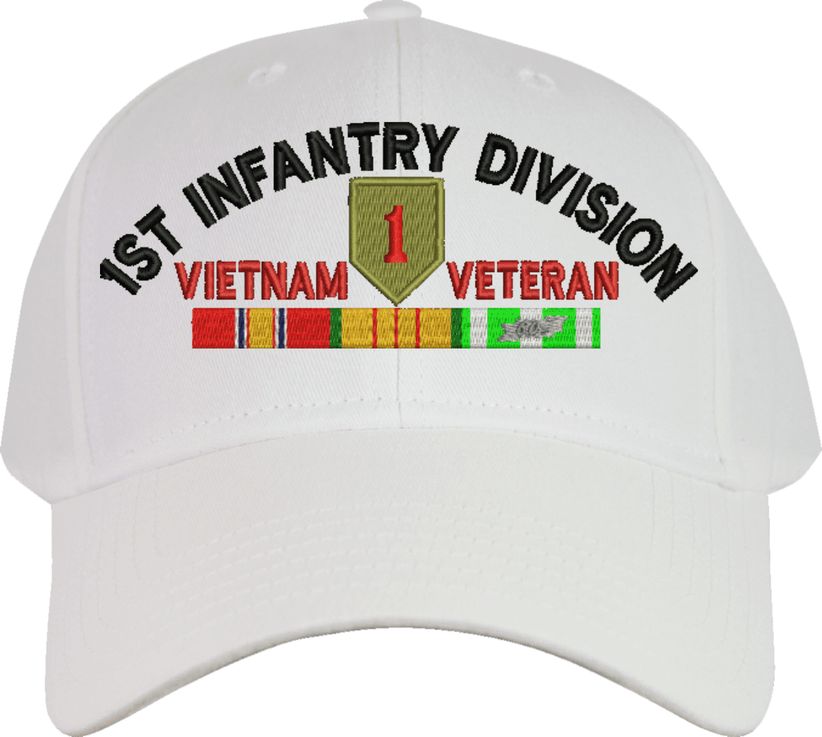 1st Cavalry Division Vietnam Veteran Baseball Cap - Black, Adjustable, With Ribbons, Made In USA - View #2
