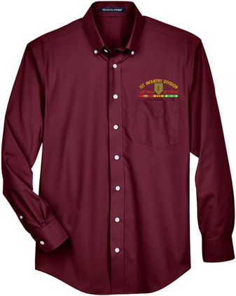 1st Infantry Division Vietnam Veteran Maroon Dress Shirt Large