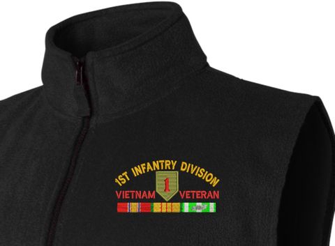 1st Infantry Division Vietnam Veteran with Ribbons Embroidered Fleece Vest