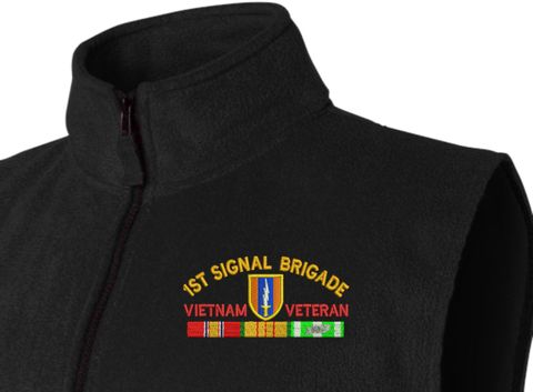 1st Signal Brigade Vietnam Veteran with Ribbons Embroidered Fleece Vest