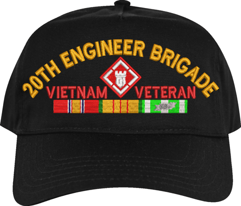 20th Engineer Brigade Vietnam Veteran Embroidered Cap with Ribbons