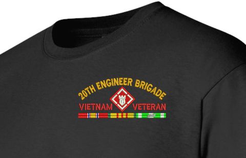 20th Engineer Brigade Vietnam Veteran with Ribbons Embroidered T-Shirt