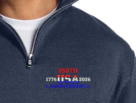 250th USA Anniversary Embroidered Quarter-Zip Pullover