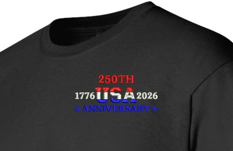 250th USA Anniversary Embroidered T-Shirt
