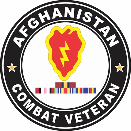 25th Infantry Division Afghanistan with GWOT Ribbons Combat Veteran Decal