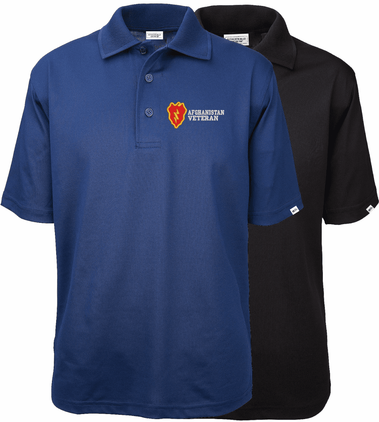 25th Infantry Division Afghanistan Veteran Authentically American Mens Moisture Wicking Polo