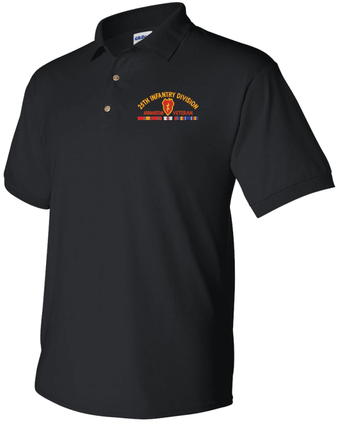 25th Infantry Division Afghanistan Veteran with Ribbons Embroidered Polo