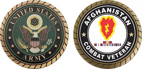 25th Infantry Division Afghanistan with GWOT Ribbons Combat Veteran Challenge Coin