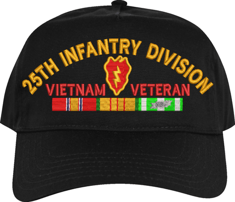 25th Infantry Division Vietnam Veteran Embroidered Cap with Ribbons