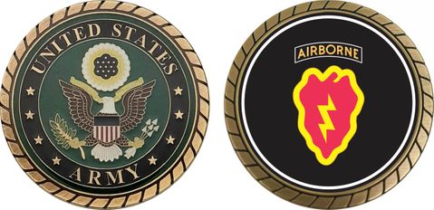 U.S. Army 25th Infantry Division with Airborne Tab Challenge Coin