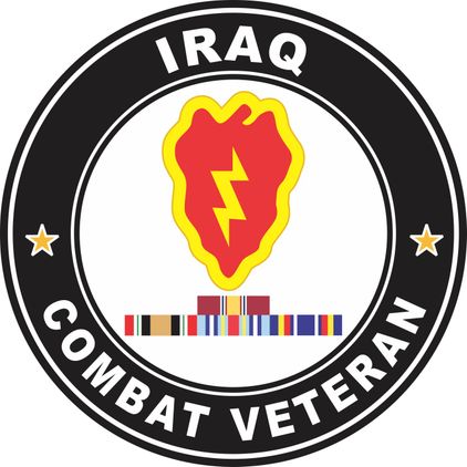 25th Infantry Division Iraq with GWOT Ribbons Combat Veteran Decal