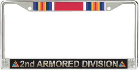 2nd Armored Division World War Two Veteran Service Ribbon License Plate Frame