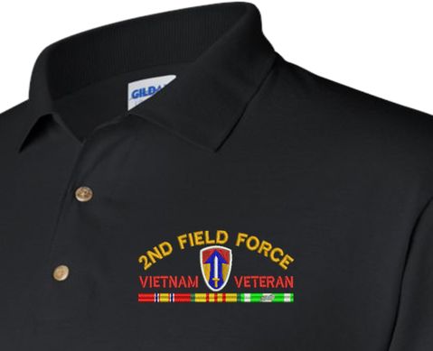 2nd Field Force Vietnam Veteran with Ribbons Embroidered Polo