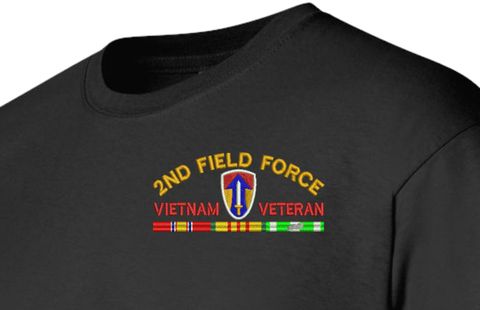 2nd Field Force Vietnam Veteran with Ribbons Embroidered T-Shirt