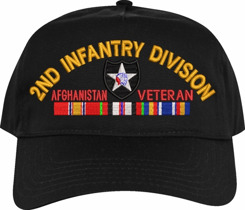 2nd Infantry Division Afghanistan Veteran Embroidered Cap with Ribbons