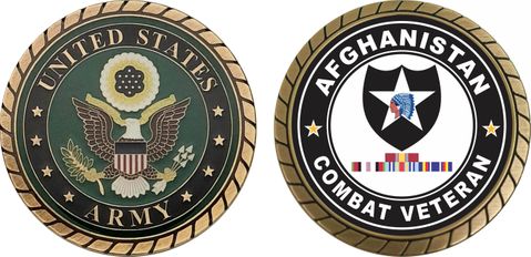 2nd Infantry Division Afghanistan with GWOT Ribbons Combat Veteran Challenge Coin
