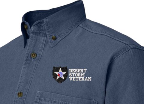 2nd Infantry Division Desert Storm Veteran Denim Shirt
