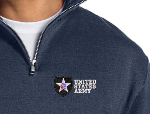 2nd Infantry Division United States Army Embroidered Quarter-Zip Pullover