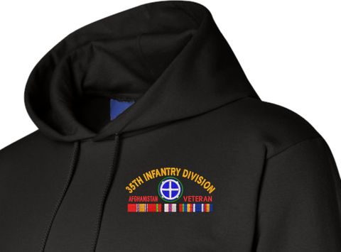 35th Infantry Division Afghanistan Veteran with Ribbons Embroidered Hoodie