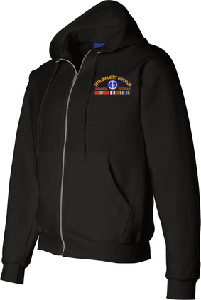 35th Infantry Division Afghanistan Veteran with Ribbons Embroidered Zippered Hoodie