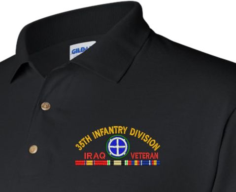 35th Infantry Division Iraq Veteran with Ribbons Embroidered Polo