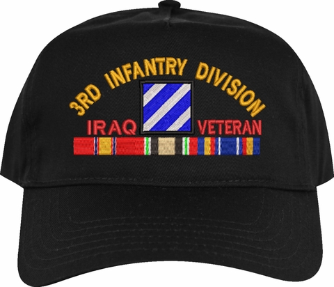 3nd Infantry Division Iraq Veteran Embroidered Cap with Ribbons