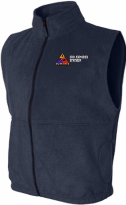 3rd Armored Division Embroidered Navy Blue Fleece Vest X-Large