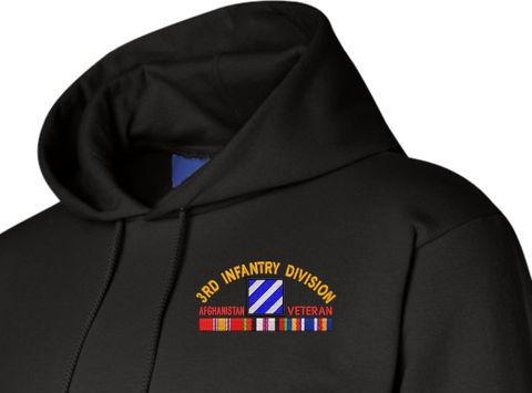 3rd Infantry Division Afghanistan Veteran with Ribbons Embroidered Hoodie
