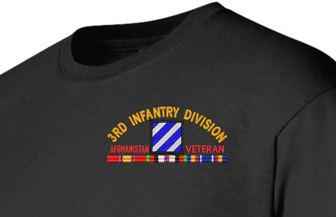 3rd Infantry Division Afghanistan Veteran with Ribbons Embroidered T-Shirt