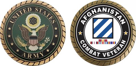 3rd Infantry Division Afghanistan with GWOT Ribbons Combat Veteran Challenge Coin