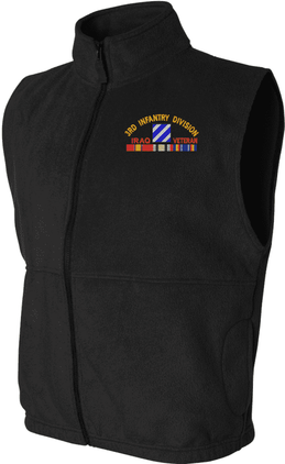 3rd Infantry Division Iraq Veteran with Ribbons Embroidered Fleece Vest