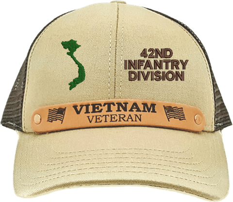 42nd Infantry Vietnam Veteran Leather strap mesh back Cap
