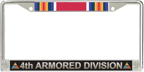 4th Armored Division WW2 Veteran Service Ribbon License Plate Frame